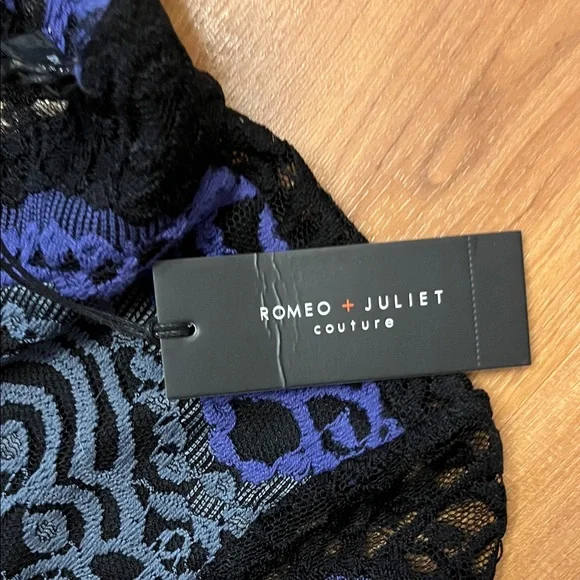 Romeo & Juliet Couture Black and Blue Lace Kids Dress - Picture 3 of 4